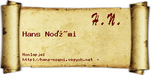 Hans Noémi névjegykártya